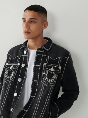 Chaqueta True Religion Jimmy Super T Stitch Denim Negras Azules | 83SXCBOJL