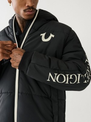 Chaqueta True Religion Panel Puffer Negras | 79PCEZOQH