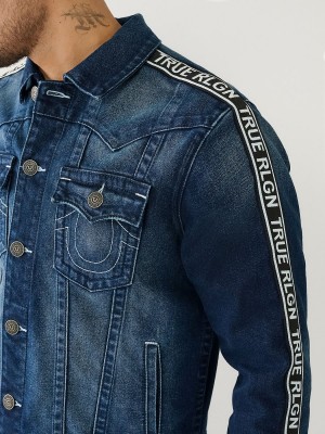 Chaqueta True Religion Tape Trim Jimmy Denim Azules Oscuro | 31JQDTYSW