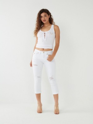 Jeans Skinny True Religion Jennie Curvy Crop Blancas | 60CXKNHMP