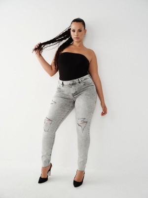 Jeans Skinny True Religion Jennie Mid Rise Curvy Sandy Beaches W Destroy | 94LNVPMSQ