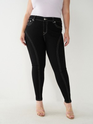 Jeans Skinny True Religion Plus Jennie Mid Rise Curvy Negras | 73PFXTJBO