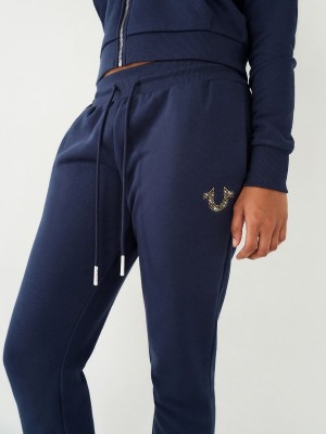 Pantalones Jogger True Religion Crystal Logo Navy/Sapphire | 21VSNOJTL