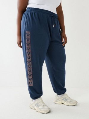 Pantalones Jogger True Religion Crystal Horseshoe Box High Rise Boyfriend Navy/Sapphire | 71UBJEDFZ