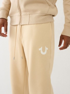 Pantalones Jogger True Religion Horseshoe Logo Fleece Drawstring SEMOLINA | 20GOQJCSL