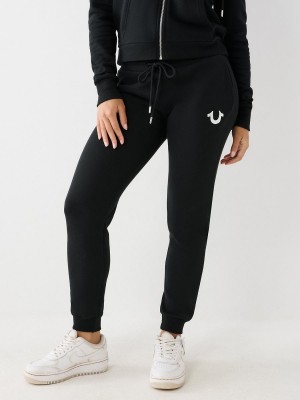 Pantalones Jogger True Religion Logo Negras | 72KLFJZSW