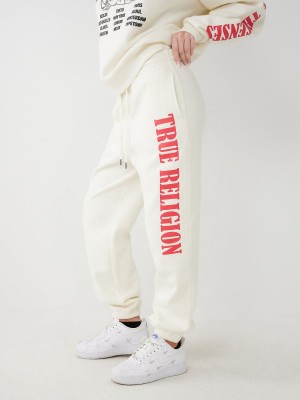 Pantalones Jogger True Religion Logo Relaxed Blancas | 40RZWQLSV