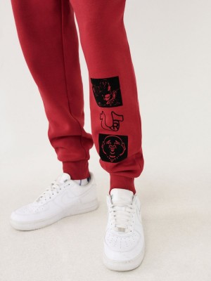 Pantalones Jogger True Religion Logo Rojas | 82NYAMKDP