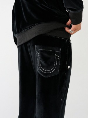 Pantalones Jogger True Religion Velour Big T Negras | 01JUYZEPL