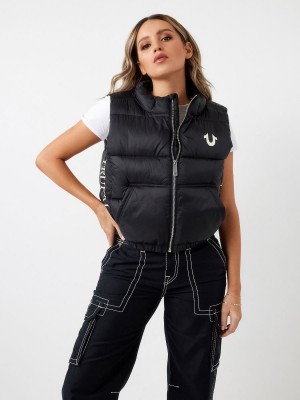 Ropa De Abrigo True Religion Rlgn Zip Puffer Vest Negras | 53OZREXHD