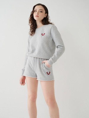 Short True Religion Logo Sweat Gris | 76BZGEIDM