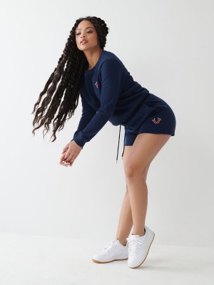 Short True Religion Logo Sweat Navy/Sapphire | 73GQDVJCO