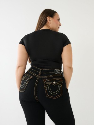 Straight Jeans True Religion Plus Becca Big T Negras | 36RIMNGWE