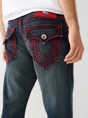 Straight Jeans True Religion Ricky Rope Stitch Azules Oscuro | 58FJGNMYB