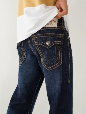 Straight Jeans True Religion Ricky Super T Stitch Azules Oscuro | 36UVTHJEG