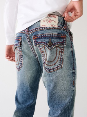 Straight Jeans True Religion Ricky Super T Stitch Azules | 79SFAVJCK