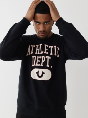 Sudadera True Religion Atléticos Crewneck Negras | 49WBDTLQF