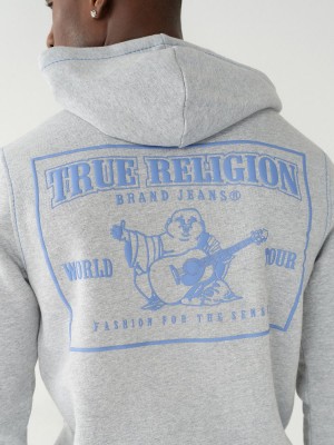 Sudadera True Religion Big T Zip Gris Azules | 89ONHLZTW