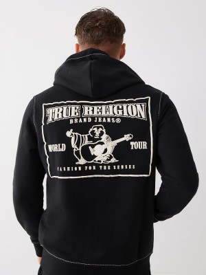 Sudadera True Religion Big T Zip Negras | 59PQDNHLO