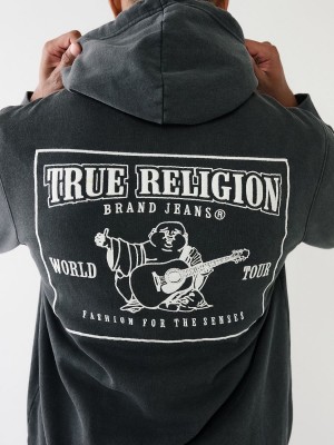 Sudadera True Religion Buddha Logo Vintage Wash Negras | 86DPXHWGC