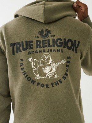 Sudadera True Religion Buddha Logo Zip Verde | 49DEGYQBH