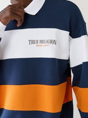 Sudadera True Religion Color Block Relaxed Navy/Sapphire | 51SDQUYXJ