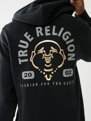 Sudadera True Religion Metallic Buddha 2002 Logo Zip Negras | 34VFPUMSY