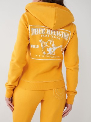 Sudadera con Capucha True Religion Big T Zip Amarillo | 56LJMZVNI