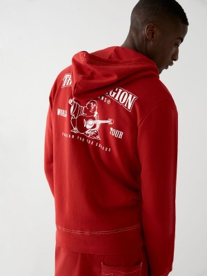 Sudadera con Capucha True Religion Buddha Zip Rojas | 92HMARSVX