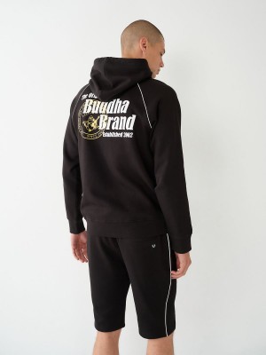 Sudadera con Capucha True Religion Buddha Zip Negras | 64HQCNSFE