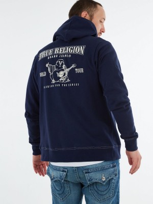 Sudadera con Capucha True Religion Buddha Zip Azul Marino | 38KOTIEXC