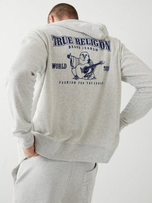 Sudadera con Capucha True Religion Buddha Zip Oatmeal | 38GWSXQID