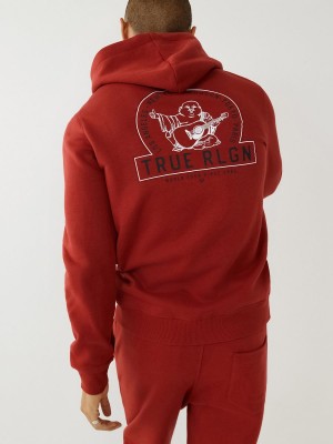 Sudadera con Capucha True Religion Buddha Zip Rojas | 58LIMOZWF