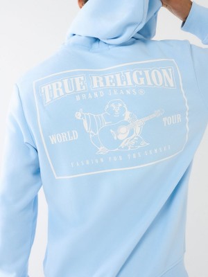 Sudadera con Capucha True Religion Horseshoe Logo Zip Azules | 74AIRLQHX