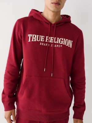 Sudadera con Capucha True Religion Logo Cranberry | 86XYZGUJH