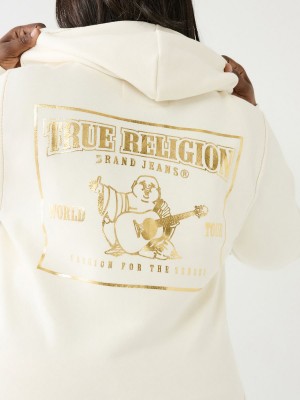 Sudadera con Capucha True Religion Lurex Big T Logo Blancas | 58VXIPULC