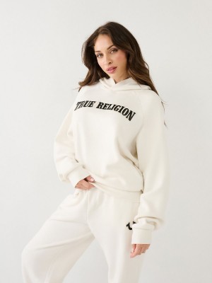 Sudadera con Capucha True Religion Relaxed Blancas | 12QKGATDI