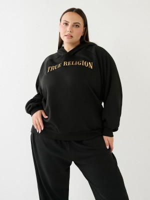 Sudadera con Capucha True Religion Relaxed Negras | 25AIXHKDZ