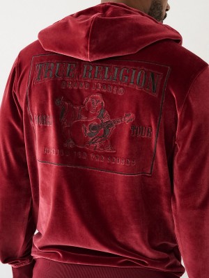 Sudadera con Capucha True Religion Velour Big T Zip Redwood | 41CNQWKSG