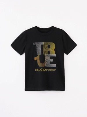 Tops True Religion Niño Logo Negras | 18IHYXSBU