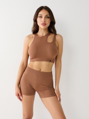 Tops True Religion Seamless Cut Out Beige | 34AKPHRIE