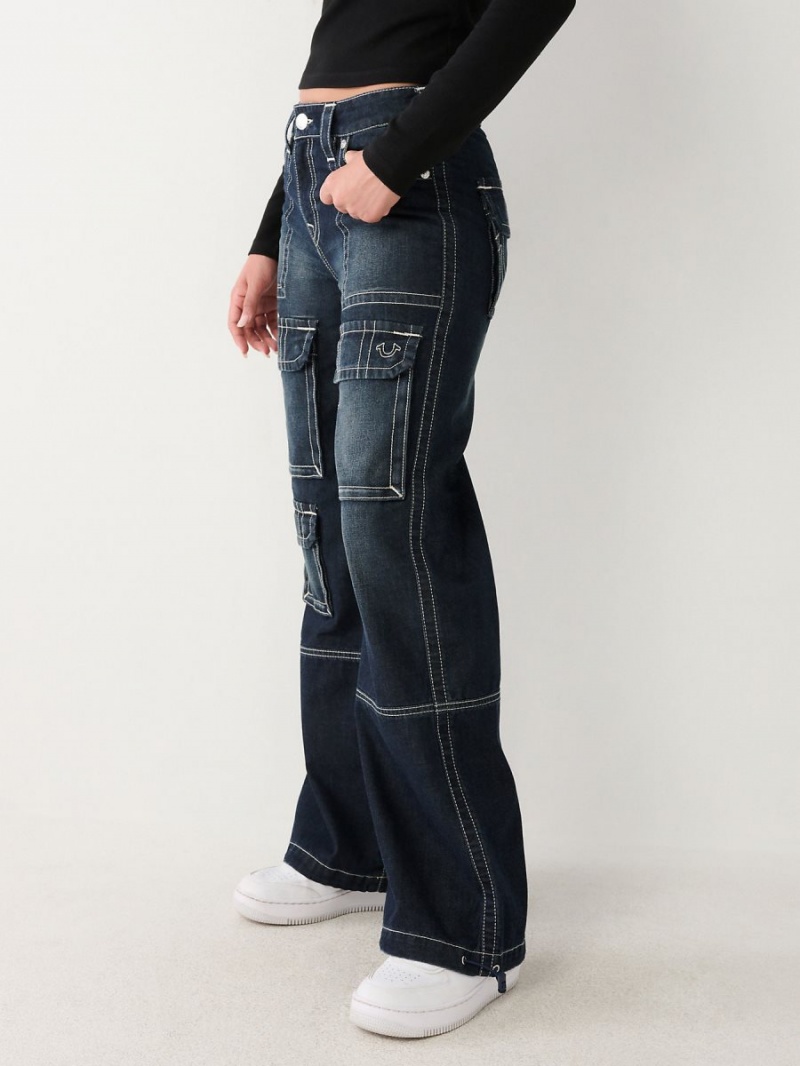 Baggy Jeans True Religion Bobbi Cargo Baggy Azules Oscuro | 20SNHGTIJ