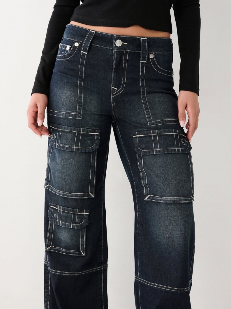 Baggy Jeans True Religion Bobbi Cargo Baggy Azules Oscuro | 20SNHGTIJ