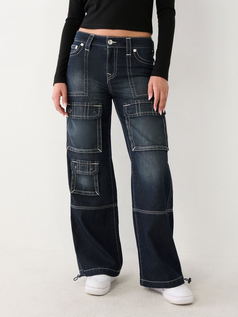 Baggy Jeans True Religion Bobbi Cargo Baggy Azules Oscuro | 20SNHGTIJ