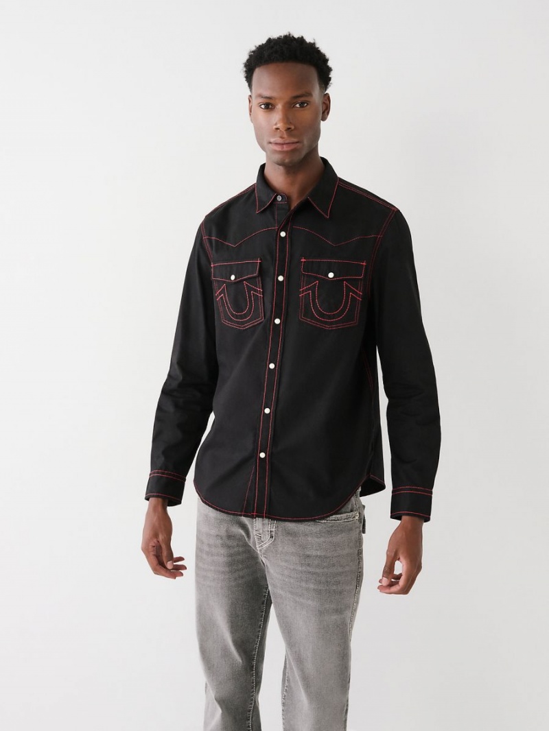 Camisas True Religion Big T Western Black/Red | 31KPEBHCF