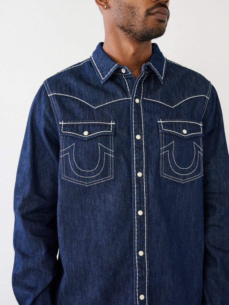 Camisas True Religion Big T Western Denim Body Rinse | 95DLRHFTE