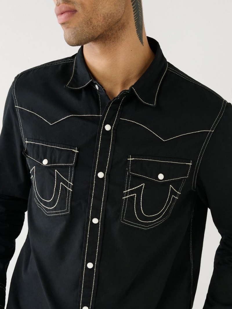 Camisas True Religion Big T Western JETBLACK/KALAMATA | 47IHSLWZE