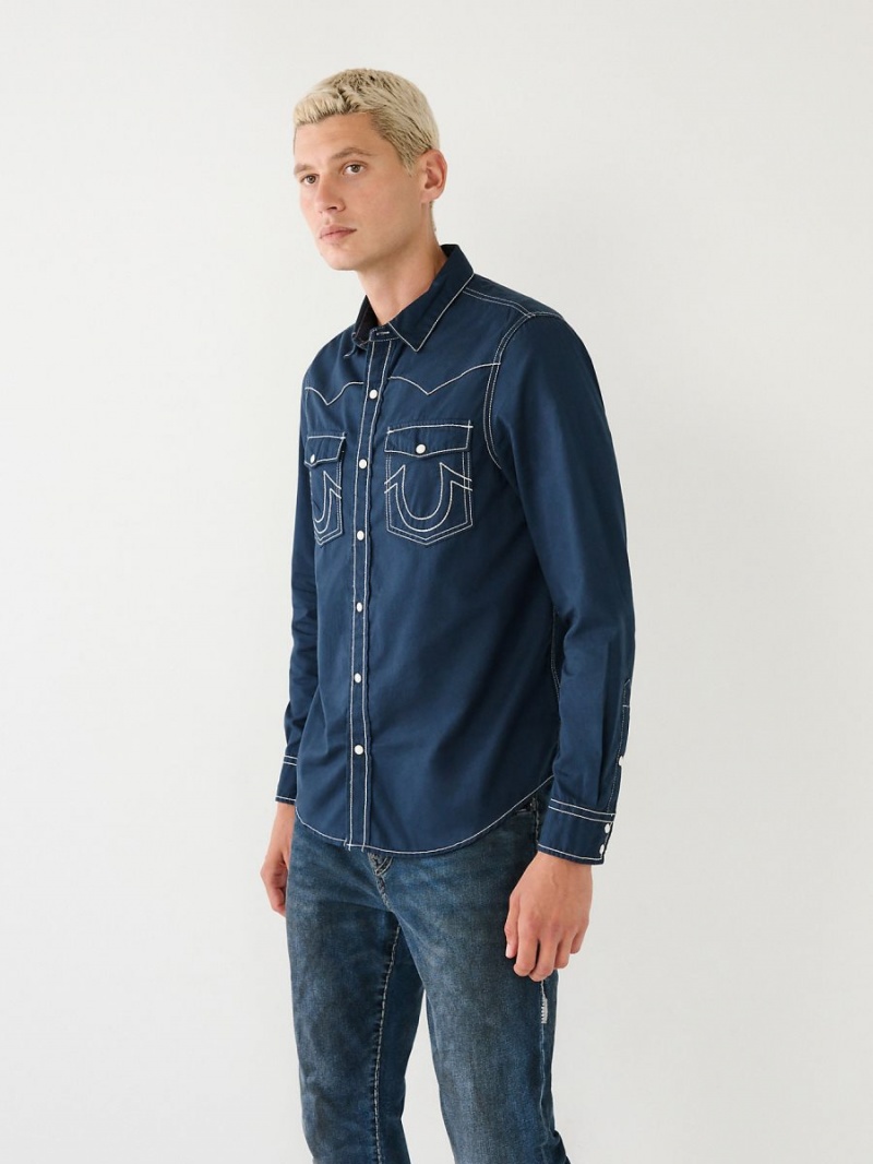 Camisas True Religion Big T Western Navy/Sapphire | 06XPHGACI