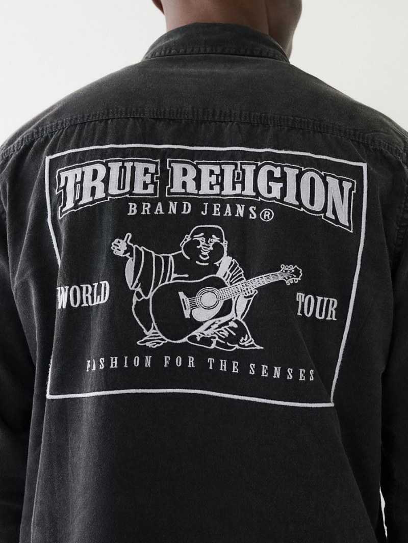 Camisas True Religion Embroidered Buddha Logo Utility Negras | 30ODZPKTU