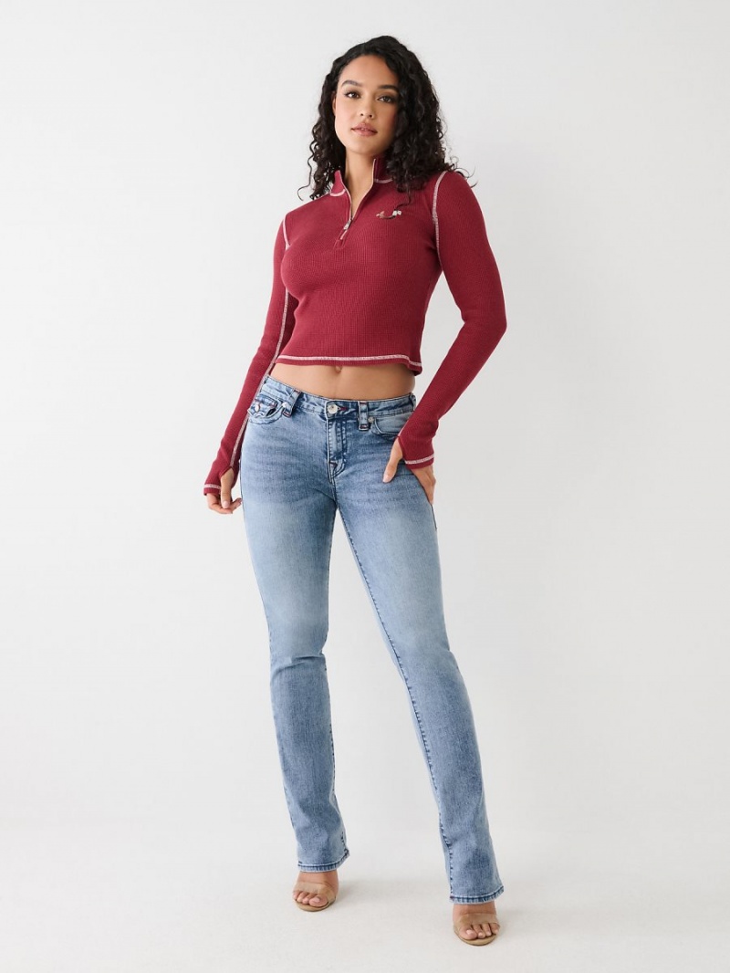 Camisas True Religion Half Zip Cranberry | 69TNJRLBO